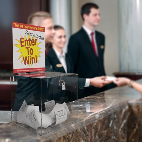 Marketing Holders 10 Inch Locking Ballot Box with Removable 8.5" x 11" Header Sign Holder Clear Acrylic Cube Donation Bin - Image 5