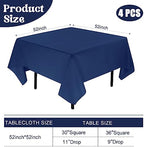 4 Pack Square Table Cloth 52x52 Inch Navy Blue Tablecloth Machine Washable Fabric Polyester Table Cover for Dining, Buffet Parties, Picnic, Events, Weddings and Restaurants（Navy Blue） - Image 2