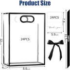 GAWBYET 24 Pcs Clear Plastic Gift Bags with Handles,Black - Image 2