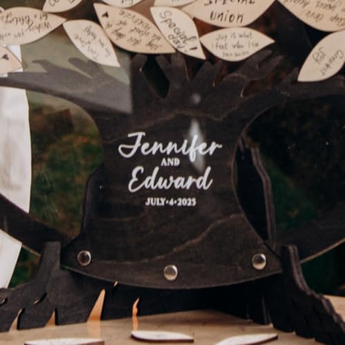 Wedding Welcome Sign - Guest Book Alternative – Personalized Heart Drop Box with Tree Design for Reception, Baby Shower & Engagement Party Decor - Personalized Wedding Guest Book Alternative - Image 5