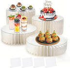 4Pcs Buffet Risers Food Risers for Buffet Table Foldable Cake Display Stands with Mini Table Sign Tall Cardboard Cupcakes Stand for Show Catering Desserts Jewelry Wedding Birthday Party Decoration by Unknown