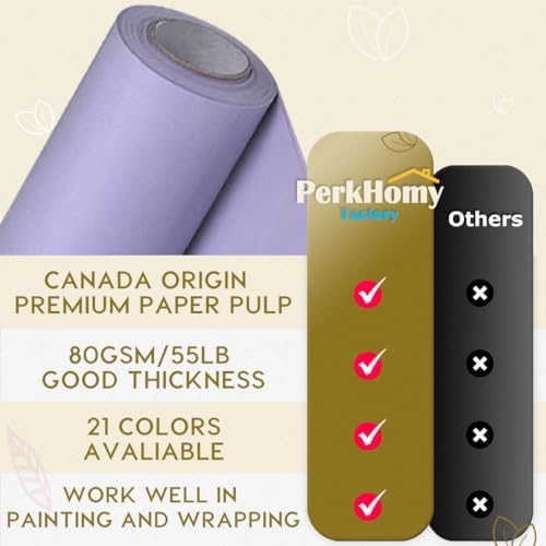 PerkHomy 48" x 2,400" (200') Light Purple Kraft Paper Roll for Craft Bulletin Board Paper Art Table Covering Crafting Gift Wrapping Bouquet Packing Parcel 80GSM 55LB (Light Purple, 48" x 200') - Image 3