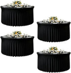 4 Pack 120 Inch Black Cloth Tablecloth for 5 FT Round Tables, Stretchy Fitted Circle Picnic Tables Cloths for Outdoors, Spandex Table Cover with Table Skirt for Wedding Banquet Birthday Party Decor by Creativepartyuniquedecorat