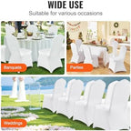 VEVOR 30 Pcs Flat-Front Chair Covers Polyester Spandex Chair Cover Stretch Slipcovers, Wedding, Holiday, Banquet, Party, Celebration, Dining,White - Image 6