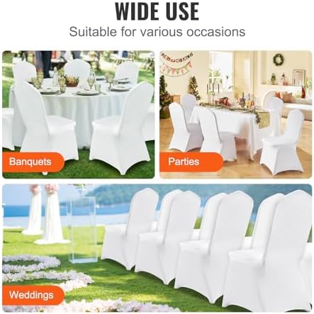 VEVOR 150 Pcs White Chair Covers Polyester Spandex Chair Cover Stretch Slipcovers for Wedding Party Dining Banquet Flat-Front Chair Cover - Image 6