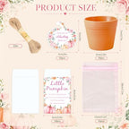 JarThenaAMCS 50 Sets Pink Little Pumpkin Baby Shower Party Favors Fall Planting Gift Set with Mini Pots Seed Packets Organza Bags Thank You Tags for Guests Autumn Thanksgiving Gender Reveal - Image 2