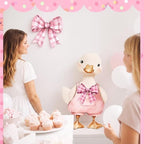 Novabright 2 Pcs Silly Goose Cutout Party Decoration 39.4'' 1st Birthday Silly Goose Cardboard Cut Out Sign 19.69'' Adhesive Bow Cutout Photo Prop Backdrop Standup for Birthday Baby Shower(Pink) - Image 6