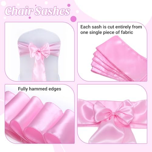 MDS® Pack of 150 Satin Chair Sashes for Wedding & Events – Pink - Image 5