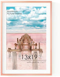 13x19 Metal Picture Frame for Wall With Mat for 11x17, 13''x19'' Aluminum Photo Frames With Tempered Glass for Home Decor, Minimalist Modern Poster Frame Horizontal And Vertical Formats, Rose Gold by FLYJOE