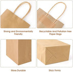 XPCARE Brown Paper Bags with Handles, 200Pcs 5.25x3.25x8.25'' Kraft Bags - Image 4