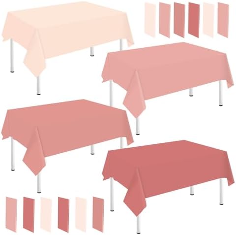 Whaline 16Pcs Pink Plastic Tablecloth 4 Pink Series Colors Rectangle Table Cover Waterproof Table Cloth for Birthday Wedding Parties Decorations Supplies, 54 x 108 Inch by Whaline