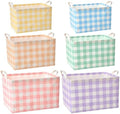 6 Pack Plaid Canvas Baskets Rectangular Storage Bins, Pastel by Unknown
