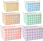 6 Pack Plaid Canvas Baskets Rectangular Storage Bins, Pastel by Unknown
