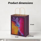 bagmad 100 Pack 8x4.75x10 Inch Plain Medium Paper Bags with Handles Bulk, Kraft Craft Gift Bags, Grocery Shopping Retail Birthday Party Favors Wedding Sacks (Purple) - Image 2