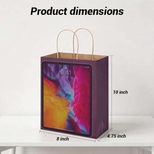 bagmad 100 Pack 8x4.75x10 Inch Plain Medium Paper Bags with Handles Bulk, Kraft Craft Gift Bags, Grocery Shopping Retail Birthday Party Favors Wedding Sacks (Purple) - Image 2