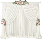20ft x 10ft Beige Backdrop Curtains, Wrinkle-Free Sheer Chiffon Fabric Photo Backdrop Drapes for Wedding Arch Party Ceremony Stage Photography Decorations by WishCare