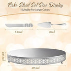 Wenqik Silver Metal Cake Stand 20 Inch with Cutting & Spatula - Image 2