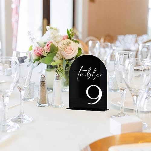 Black Arch Acrylic Table Numbers with Stands 1-30, 5x7" Black Arched Acrylic Sign and Bases, Arch Table Numbers for Centerpiece Wedding Party Reception (1-30) - Image 6