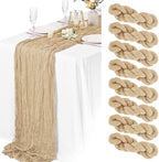 20 Pack Beige Cheesecloth Table Runner 10FT Long Boho Gauze Fabric Table Runner Vintage Rustic Sheer Runners for Wedding Party Bridal Baby Shower Table Decorations by Lamshionow