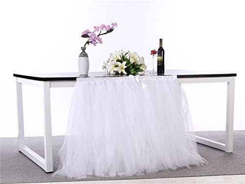 Table Skirt Wedding Baby Shower Birthday Bridal Shower Party White Tutu Table Skirt 9ft - Image 5