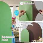 Brown Sage Green Arch Backdrop Cover Set of 2-7.2ft 6ft Dual Color Wedding Arch Covers-Wrinkle Free Stretchy Spandex Fitted Chiara Arch Stand Cover for Jungle Birthday Party Baby Shower Photography - Image 4