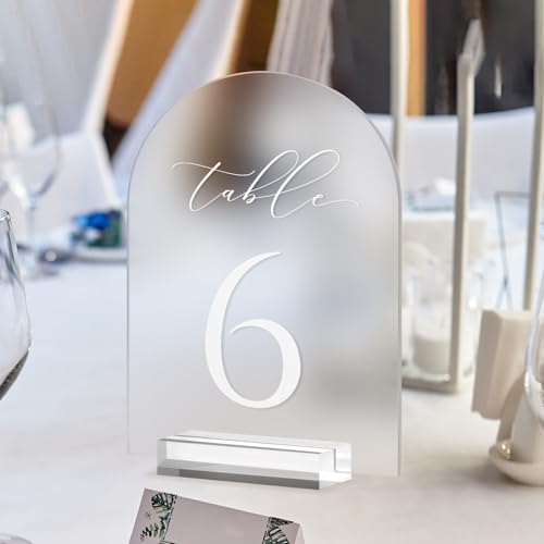 Frosted Arch Table Numbers for Wedding, 5x7 Inch Arched Acrylic Table Numbers 1-20 with Stands, Frosted Acrylic Arch Sign with Holder for Centerpiece, Reception, Wedding, Party, Event - Image 5