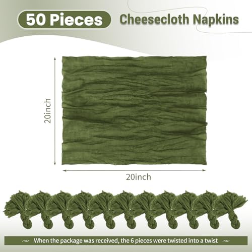 50 Pack Olive Green Napkins 20x20Inch Cheesecloth Napkins - Image 2