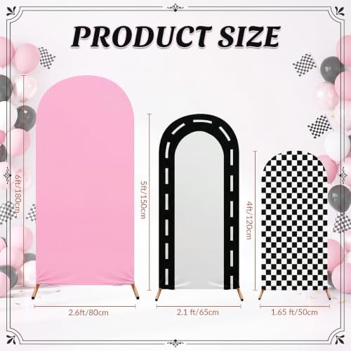 Mindsoft 3 Sets Fast Party Arch Backdrop Cover Racing Backdrop, Pink - Image 4