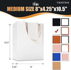 40pcs Medium Size White Paper Gift Bags with Ribbon Handles - Bulk Wedding & Party Bags - Image 3