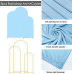 3 Metal Arch Backdrop Stands with Baby Blue Covers, 4/5/6FT - Image 4