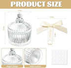 JarThenaAMCS 12 Sets Pearl Baby Shower Empty Candle Jar with with Lid Pearl Ribbon Bow Thank You Tag Candy Crystal Canister for Wedding Baby Shower Birthday Gift Supplies - Image 2