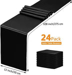 SiinvdaBZX 24 Pcs Black Satin Table Runner 12 x 108 inches Long - Image 4