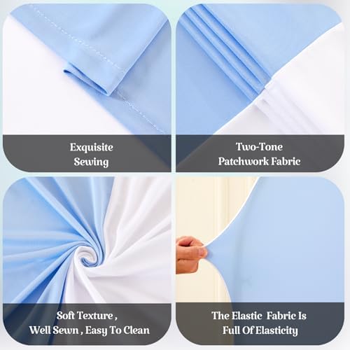 7.2FT 6FT Arch Backdrop Cover for Wedding, Set of 2 Stretchy Spandex Fitted Arch Stand Cover for Baby Shower, Birthday Party Decor, Chiara Backdrop Cover with Double-Sided Design(White, Blue) - Image 5