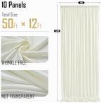 gogoparti 50ft x 12ft Ivory Wrinkle-Free Backdrop Curtain for Wedding Parties, Thick Polyester 10 Panels 5x12ft for Wedding Birthday Baby Shower Halloween Photography Party Background - Image 6