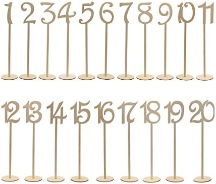 20pcs 1-20 Wooden Table Numbers with Holder Base for Wedding or Home Decoration (Wood Color) by Unknown