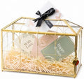 Wedding Card Box with Slot and Lock, 12.6'' Large Gold Card Box for Reception, Glass Decorative Card Holder, Reusable Keepsake Storage for Wedding, Party, Baby Showers, Tabletop Decor by Unknown