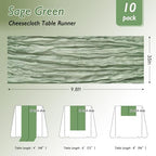 20 Pack Sage Green Cheesecloth Table Runner 120 Inch Boho Wedding Decor - Image 2