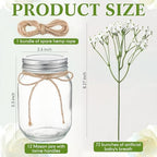 Zeyune 12 Sets Mason Jars with Flower for Table Decor, Baby's Breath - Image 4