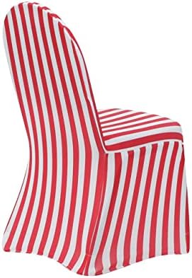 YOUR CHAIR COVERS - 50 Pack Striped Red and White Stretch Spandex Chair Cover - Wedding Slip Covers, Premium Quality Cover - Image 2