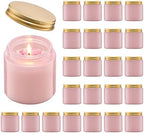 Danmu 3 oz Pink Glass Candle Jars with Gold Lids 24 Pack by Danmu