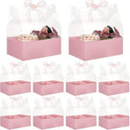 Honeydak 10 Pcs Cake Flower Clear Gift Boxes with Handle 4 in, Pink, Bow - Image 5