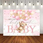 Bear Baby Shower Backdrop We Can Bearly Wait Party Decorations Background for Girl Bear Theme Baby Shower Banner Photo Booth Prop (Pink, 10x7ft) - Image 4