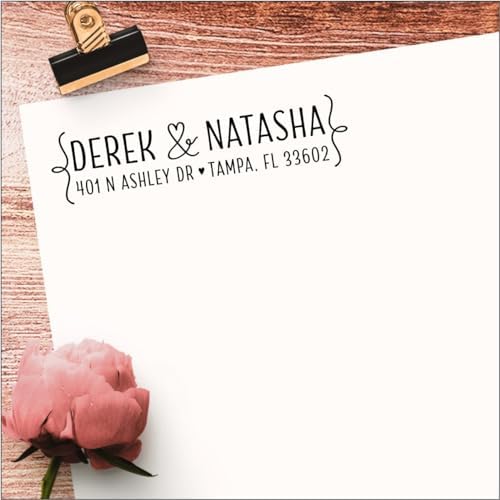 Personalized Heart Ampersand Self-Inking Return Address Stamp for Wedding - Image 6