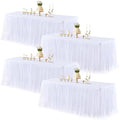 White Table Cloth Rectangle Table Covers for 6 Foot Tables, White Tulle Table Skirt Rectangle Table 6ft Stretch Tulle Tablecloth Skirt Fitted Elastic Banquet Party Wedding Table Cloth for 6 Foot Table by HBBMAGIC