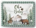 ADVENTURE BEGINS BABY SHOWER CAKE TOPPER, OH BOY BABY SHOWER, ADVENTURE BEGINS DECORATIONS, ADVENTURE BEGINS CAKE TOPPER, WOODLAND CAKE TOPPER (8.5'' X 10.75 1/4 SHEET) by Handmade