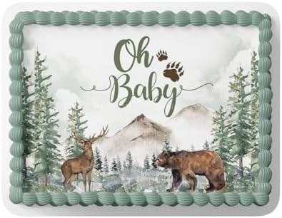 ADVENTURE BEGINS BABY SHOWER CAKE TOPPER, OH BOY BABY SHOWER, ADVENTURE BEGINS DECORATIONS, ADVENTURE BEGINS CAKE TOPPER, WOODLAND CAKE TOPPER (11.75'' x 16.25'' 1/2 SHEET) by Handmade