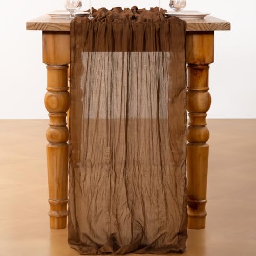 DeZerlor Brown Cheesecloth Table Runners 10 Pack Fall Runners - Image 4