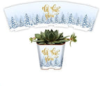 PRODUCT80 Succulent Pot Wraps for Wedding Favors, Baby or Bridal Shower | Fits 2 Inch Square Pots Peel & Stick Vinyl Does Not Include Mini Live Plant (50 Wraps, Snowy Trees Let Love Grow) by PRODUCT80