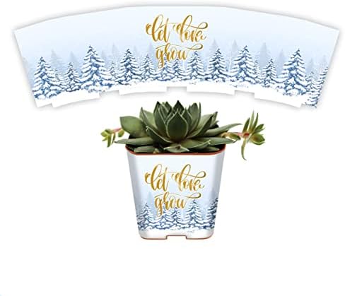 PRODUCT80 Succulent Pot Wraps for Wedding Favors, Baby or Bridal Shower | Fits 2 Inch Square Pots Peel & Stick Vinyl Does Not Include Mini Live Plant (50 Wraps, Snowy Trees Let Love Grow) by PRODUCT80