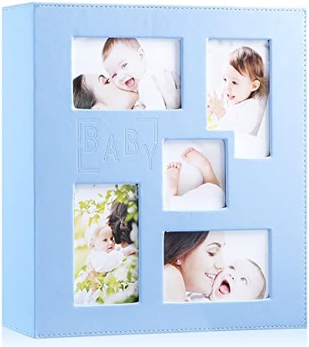 Ywlake Baby Photo Album 4x6 1000 Pocket Pictures, Leather Large Capacity Newborn Shower Boy Bebe Album Holds 1000 Horizontal Vertical Photos Blue by Ywlake
